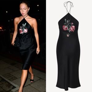 Realisation Par Electra Halter Silk Slip Dress Embroidered Pandora Small NWT